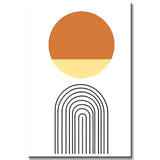 Malen nach Zahlen Kunst Minimalismus zwei Halbkugeln auf einem Regenbogen