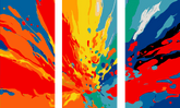 Malen nach Zahlen Moderne Kunst Farbenexplosion 3-teilig Triptychon