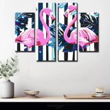 Malen nach Zahlen Abstrakte Kunst Flamingos 4-teilig