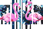 Malen nach Zahlen Abstrakte Kunst Flamingos 4-teilig