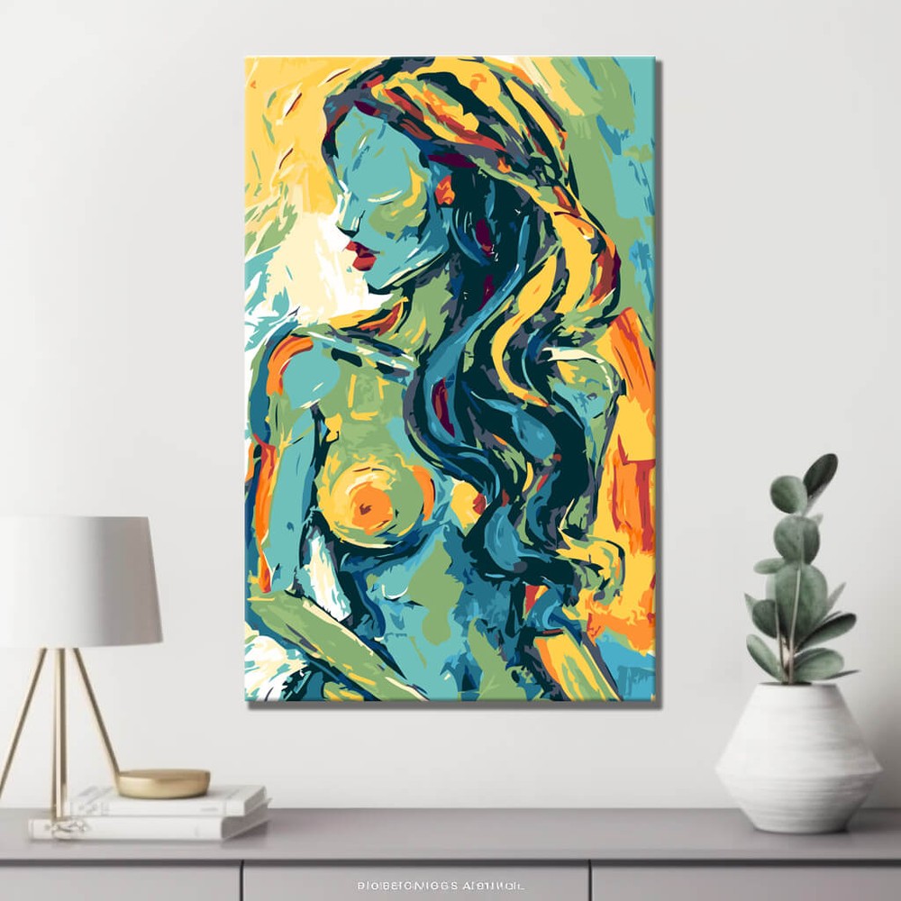 Malen nach Zahlen Akt Frau Porträt farbig DIY Kunst Deko modernes Wandbild