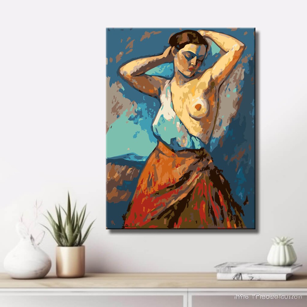 Malen nach Zahlen Akt Frau stehend farbig DIY Kunst Deko modernes Wandbild