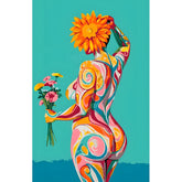 Malen nach Zahlen Akt Frau Sonnenblume Bunt