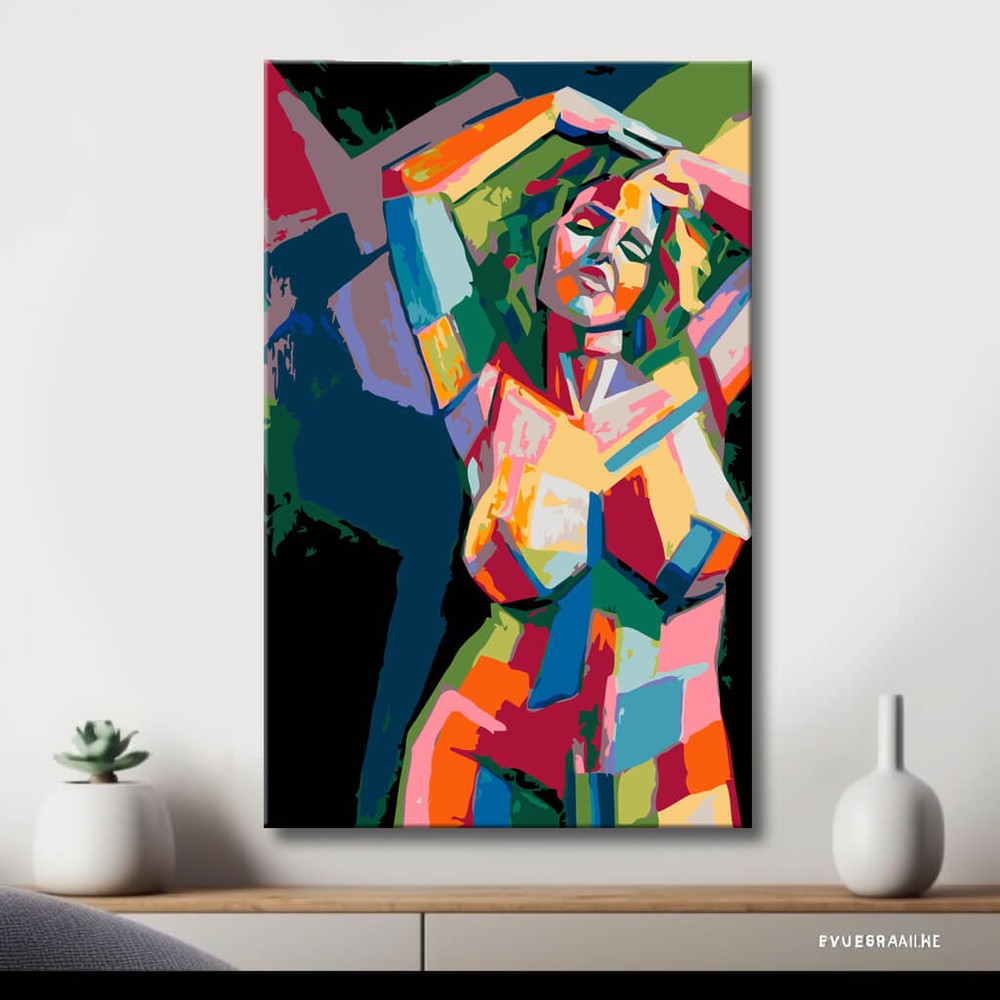 akt frau abstrakt modern bunt DIY Kunst Deko modernes Wandbild