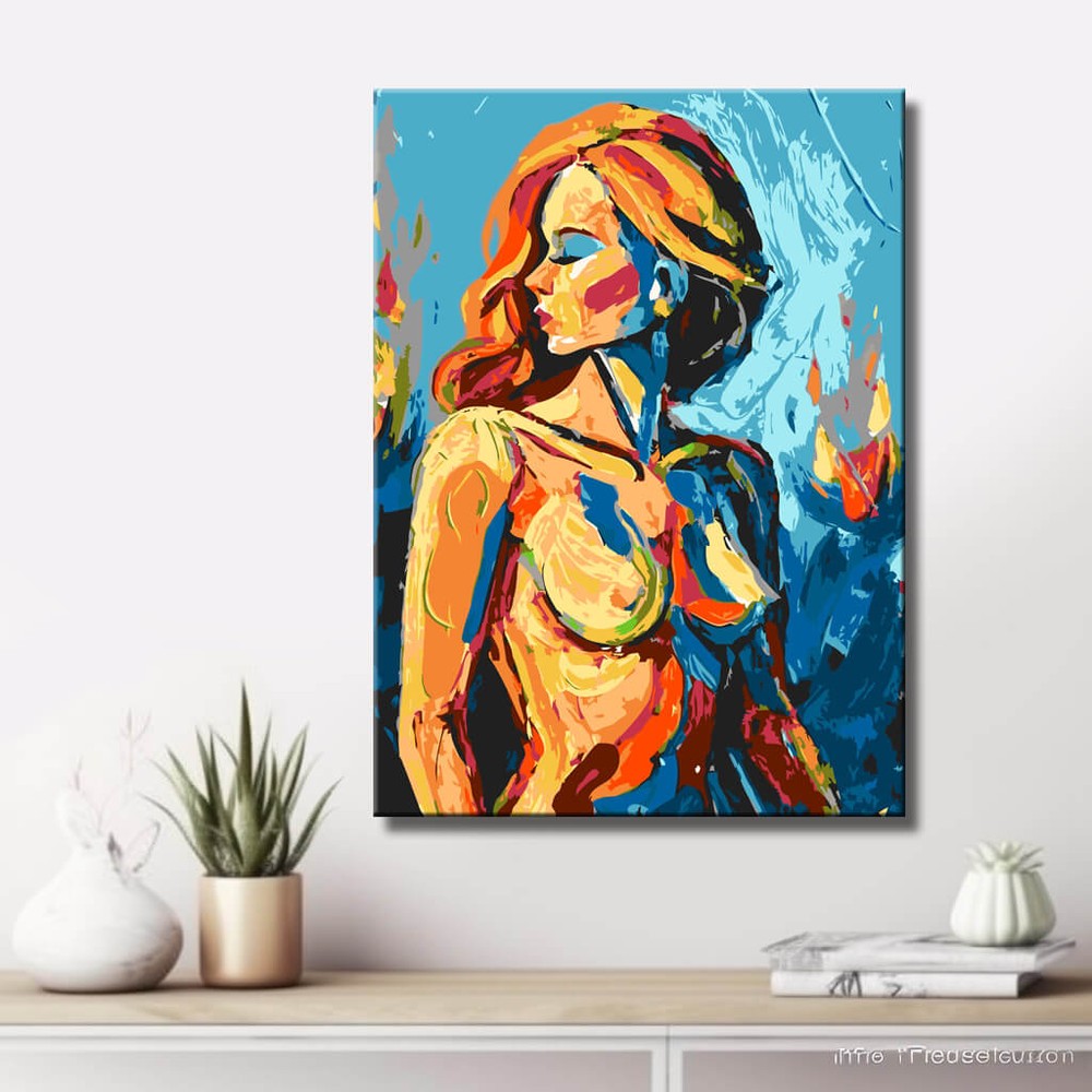 akt frau abstrakt extrem bunt DIY Kunst Deko modernes Wandbild