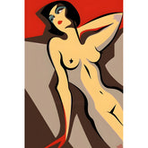 Malen nach Zahlen Akt Frau Minimalistisch Linienkunst Rot Hintergrund