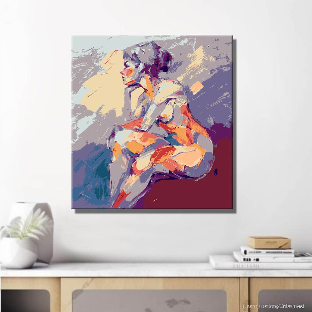 Akt Frau sitzend weich künstlerisch DIY Kunst Deko modernes Wandbild