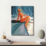 Akt Frau Strand Sonne warm DIY Kunst Deko modernes Wandbild