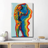 Akt Frau abstrakt blau grün sitzend DIY Kunst Deko modernes Wandbild