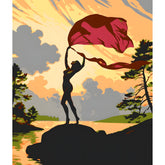 Malen nach Zahlen Akt Silhouette Frau Landschaft Tuch Wind