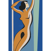 Akt Frau minimalistisch blau
