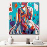 Akt Frau abstrakt bunt modern DIY Kunst Deko modernes Wandbild