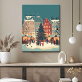Malen nach Zahlen Weihnachten Illustration Weihnachtsdorf Schnee