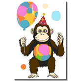Malen nach Zahlen für Kinder Orang-Utan Affe mit Ballon