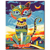 Malen nach Zahlen Kunst Illustration bunte große Katze