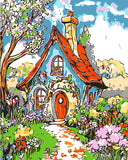 Malen nach Zahlen Kunst Illustration Haus mit Weg im Sommer
