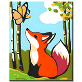 Malen nach Zahlen für Kinder Schmetterling und Fuchs
