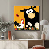 Malen nach Zahlen Kuh und Huhn auf Wiese