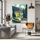 Malen nach Zahlen Kunst Landschaft Auto fährt einen Weg entlang