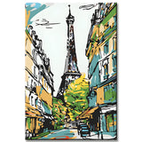 Malen nach Zahlen Kunst Landschaft Blick zum Eiffelturm in Paris