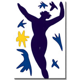 Malen nach Zahlen Kunst Blau-gelbe Silhouette einer Frau mit schwingenden Armen