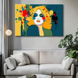 Malen nach Zahlen Kunst Blonde Frau mit bunten Farbklecksen