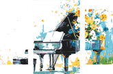 Malen nach Zahlen Kunst Piano mit wehenden Blumen 3-teilig