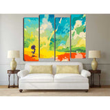 Malen nach Zahlen Kunst Farbenfrohes Gemälde Mensch mit Regenschirm 4-teilig