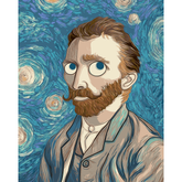 Malen nach Zahlen Kunst Mann mit Vollbart und blauer Hintergrund