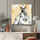 Malen nach Zahlen Kunst Lifestyle schwarz-weisses Kleid mit Blümchen