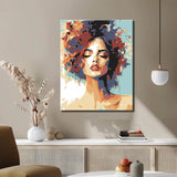 Malen nach Zahlen Kunst Lifestyle Frauenkopf mit verschiedenen Farben in den Haaren