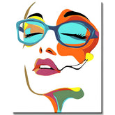 Malen nach Zahlen Kunst Lifestyle farbiges Gesicht mit blauer Brille