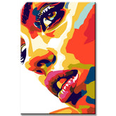 Malen nach Zahlen Pop Art Frau mit bunten Akzenten im Gesicht