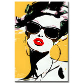 Malen nach Zahlen Kunst Lifestyle Frau mit Sonnenbrille und rotem Lippenstift
