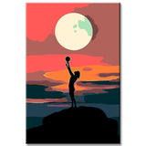 Malen nach Zahlen Kunst Lifestyle Vollmond wird von Person gehalten