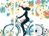 Malen nach Zahlen Lifestyle Kunst Frau auf Fahrrad 3-teilig