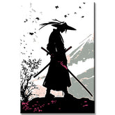 Malen nach Zahlen Schwarz-Weiß Samurai