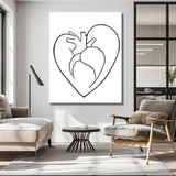 Malen nach Zahlen Strichzeichen Kunst Silhouette Herz