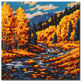 Malen nach Zahlen Kunst Natur Fluß fließt durch die Herbstlandschaft