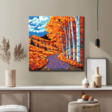 Malen nach Zahlen Kunst Natur Herbstbäume neben einem Weg