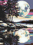 Malen nach Zahlen Kunst Natur Vollmond spiegelt sich im Wasser