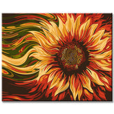 Malen nach Zahlen Kunst Natur offene Sonnenblume weht im Wind