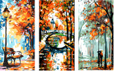 Malen nach Zahlen Kunst Natur Herbstliche Bilder 3-teilig