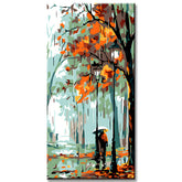 Malen nach Zahlen Kunst Natur Herbstbaum Regen Laternen