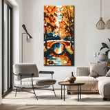 Malen nach Zahlen Kunst Natur Herbstlandschaft mit Fluss und Brücke