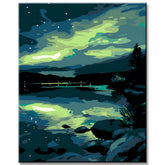 Malen nach Zahlen Nacht Landschaft mit hellem Himmel