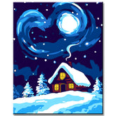 Malen nach Zahlen Winternacht Schnee