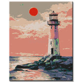 Malen nach Zahlen Leuchtturm im Sonnenuntergang