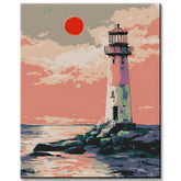 Malen nach Zahlen Leuchtturm im Sonnenuntergang