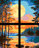 Malen nach Zahlen Vollmond Abendstimmung 4-teilig